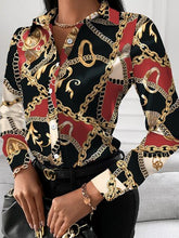 Load image into Gallery viewer, Printed Collared Neck Long Sleeve Shirt