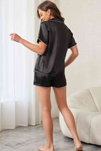 Load image into Gallery viewer, Contrast Trim Short Sleeve Shirt and Shorts Pajama Set