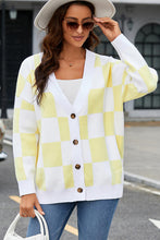 Load image into Gallery viewer, Checkered Button-Up Dropped Shoulder Cardigan