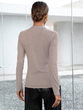 Load image into Gallery viewer, Striped Buttoned V-Neck Long Sleeve Top