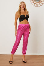 Load image into Gallery viewer, Sequin Drawstring Pants with Pockets