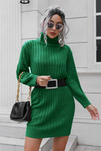 Load image into Gallery viewer, Ribbed Turtle Neck Long Sleeve Mini Sweater Dress