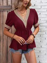 Load image into Gallery viewer, Contrast V-Neck Babydoll Top