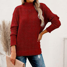 Load image into Gallery viewer, Mock Neck Dropped Shoulder Long Sleeve Sweater