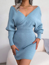 Load image into Gallery viewer, Rib-Knit Dolman Sleeve Sweater Dress