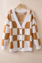 Load image into Gallery viewer, Checkered Button-Up Dropped Shoulder Cardigan
