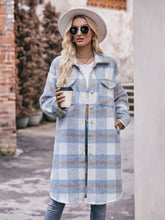 Load image into Gallery viewer, Plaid Dropped Shoulder Slit Coat