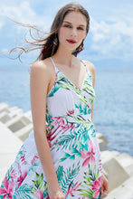 Load image into Gallery viewer, Printed V-Neck Spaghetti Straps Slit Midi Dress