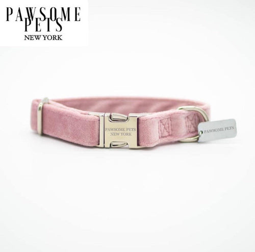 SMALL-SIZE DOG & CAT COLLAR - PINK VELVET-0