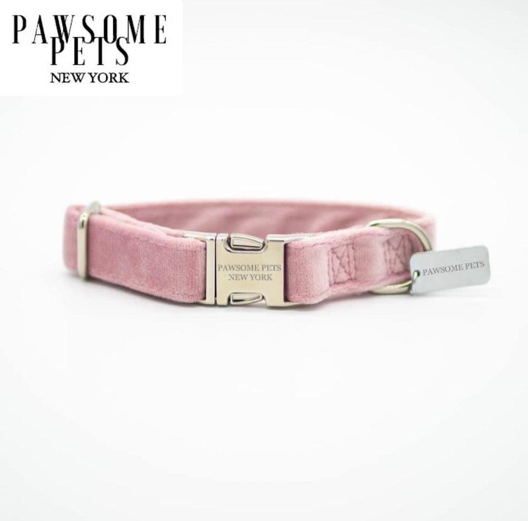 SMALL-SIZE DOG & CAT COLLAR - PINK VELVET-0