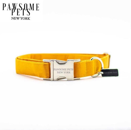 SMALL-SIZE DOG & CAT COLLAR - YELLOW VELVET-0