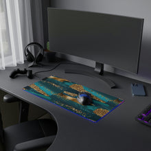 Load image into Gallery viewer, Teal &amp; Gold LED Gaming Mouse Pad