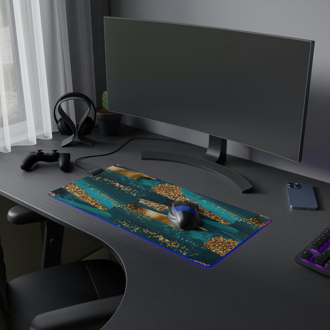 Teal & Gold LED Gaming Mouse Pad