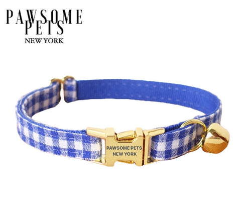 SMALL-SIZE DOG & CAT COLLAR - WOADED BLUE STRIPE-0