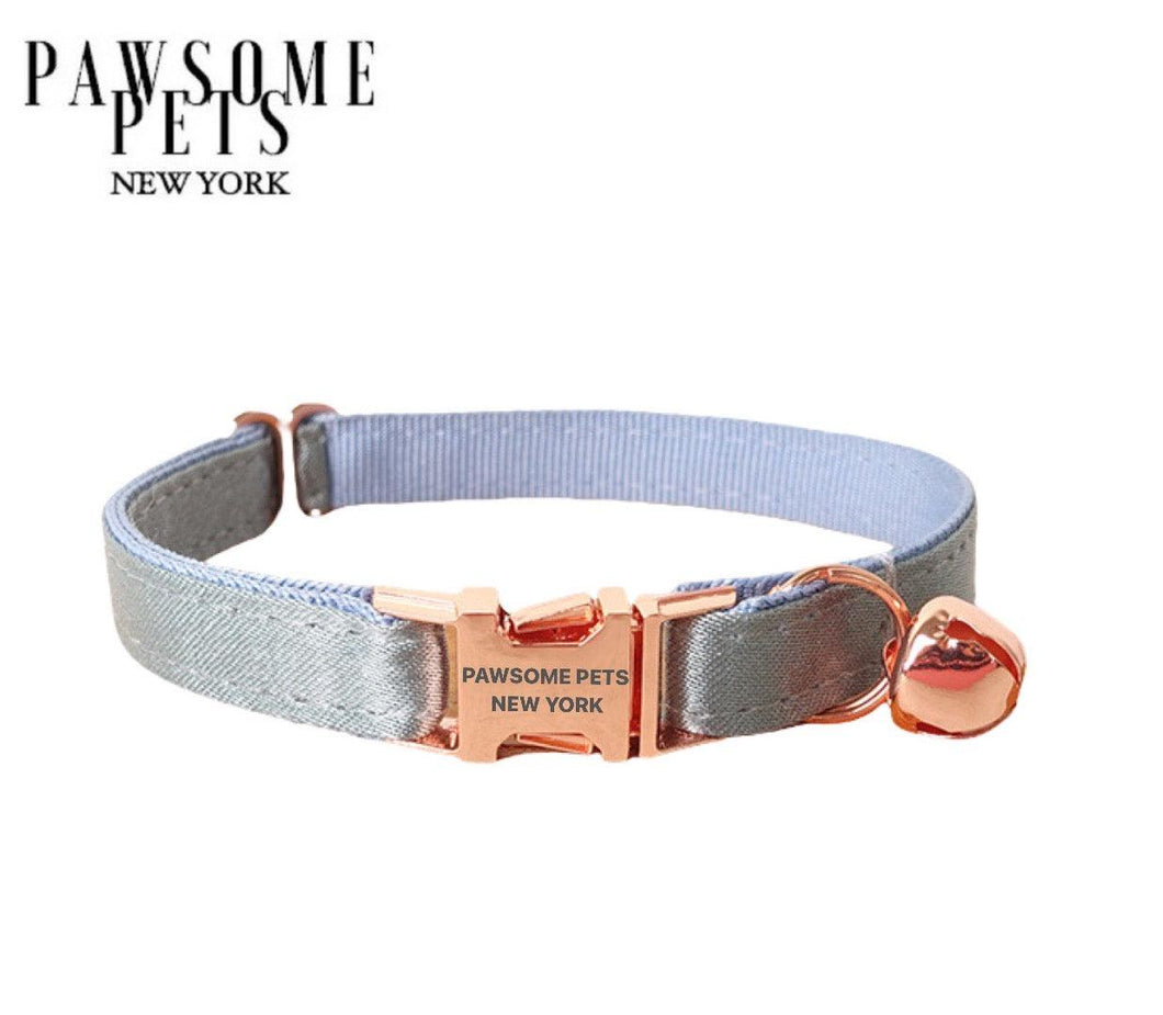 SMALL-SIZE DOG & CAT COLLAR - SILVER BLUE GREY-0