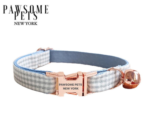 SMALL-SIZE DOG & CAT COLLAR - BLUE GREY STRIPE-0