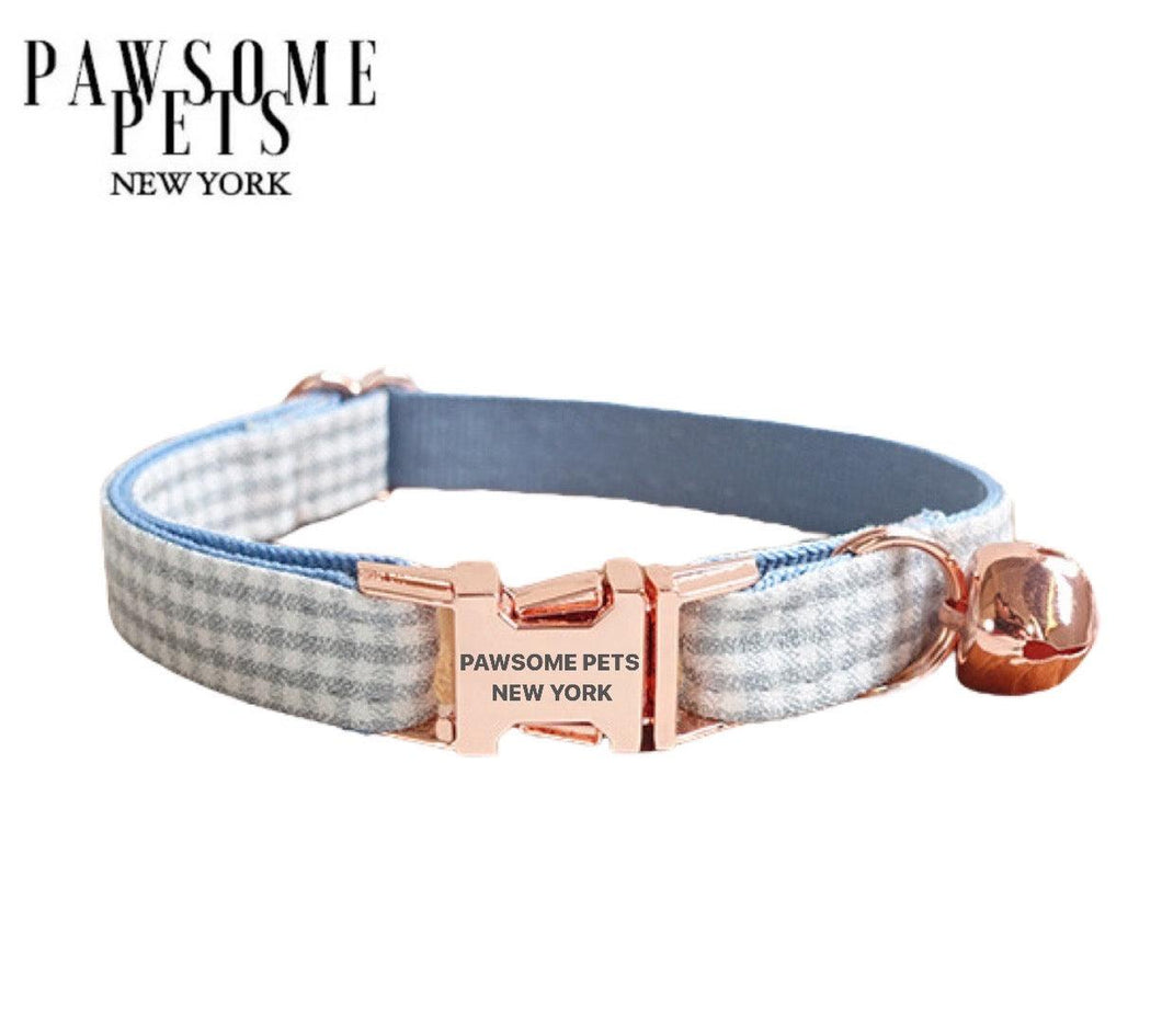 SMALL-SIZE DOG & CAT COLLAR - BLUE GREY STRIPE-0