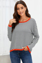 Load image into Gallery viewer, Striped Round Neck Drop Shoulder T-Shirt