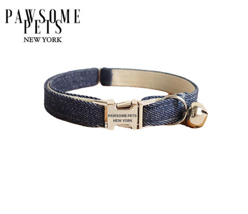 SMALL-SIZE DOG & CAT COLLAR - DARK BLUE JEANS-0
