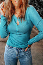 Load image into Gallery viewer, Double Take Half-Snap Round Neck Long Sleeve Top