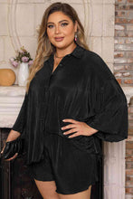 Load image into Gallery viewer, Plus Size Collared Neck Button Up Top and Shorts Set