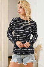 Load image into Gallery viewer, Striped Round Neck Long Sleeve T-Shirt