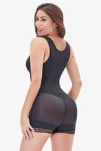 Load image into Gallery viewer, Full Size Zip-Up Scoop Neck Lace Trim Shapewear