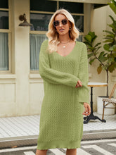 Load image into Gallery viewer, V-Neck Long Sleeve Sweater Dress