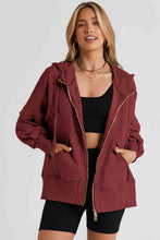 Load image into Gallery viewer, Zip Up Long Sleeve Drawstring Hoodie