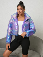 Load image into Gallery viewer, Gradient Zip-Up Collared Puffer Jacket