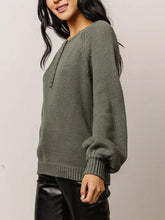 Load image into Gallery viewer, Buttoned Round Neck Long Sleeve Sweater