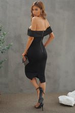 Load image into Gallery viewer, Off-Shoulder Zip-Back Slit Dress