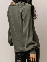 Load image into Gallery viewer, Buttoned Round Neck Long Sleeve Sweater