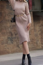 Load image into Gallery viewer, Ribbed Mock Neck Sweater Dress