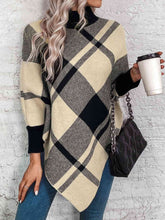 Load image into Gallery viewer, Plaid Turtleneck Poncho