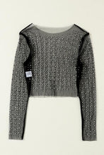 Load image into Gallery viewer, Pearl Long Sleeve Mesh Cropped Top