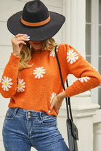 Load image into Gallery viewer, Flower Pattern Round Neck Short Sleeve Pullover Sweater