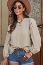 Load image into Gallery viewer, Round Neck Balloon Sleeve Blouse