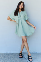 Load image into Gallery viewer, Plus Size Ruffle Hem Dress with Drawstring Waistband in Light Sage