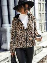 Load image into Gallery viewer, Leopard Zip-Up Hooded Jacket