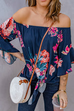 Load image into Gallery viewer, Printed Off-Shoulder Flounce Sleeve Top