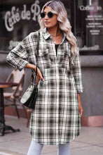 Load image into Gallery viewer, Double Take Plaid Button-Up Longline Shacket with Breast Pockets
