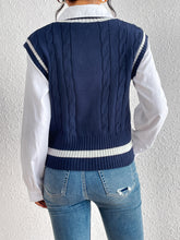 Load image into Gallery viewer, Cable-Knit V-Neck Sweater Vest