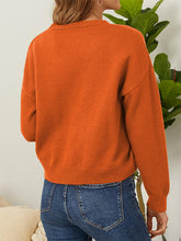 Load image into Gallery viewer, Flower Button Front Dropped Shoulder Cardigan