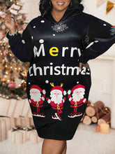 Load image into Gallery viewer, Plus Size MERRY CHRISTMAS Hooded Dress