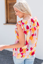 Load image into Gallery viewer, Printed Round Neck Flutter Sleeve Top