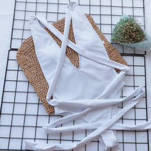 Load image into Gallery viewer, Halter Neck Deep V Tied One-Piece Swimsuit