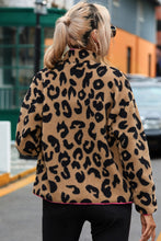 Load image into Gallery viewer, Leopard Zip-Up Dropped Shoulder Jacket