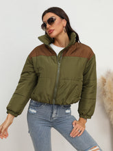 Load image into Gallery viewer, Two-Tone Zip-Up Puffer Jacket