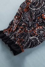 Load image into Gallery viewer, Printed Buttoned Balloon Sleeve Cropped Blouse